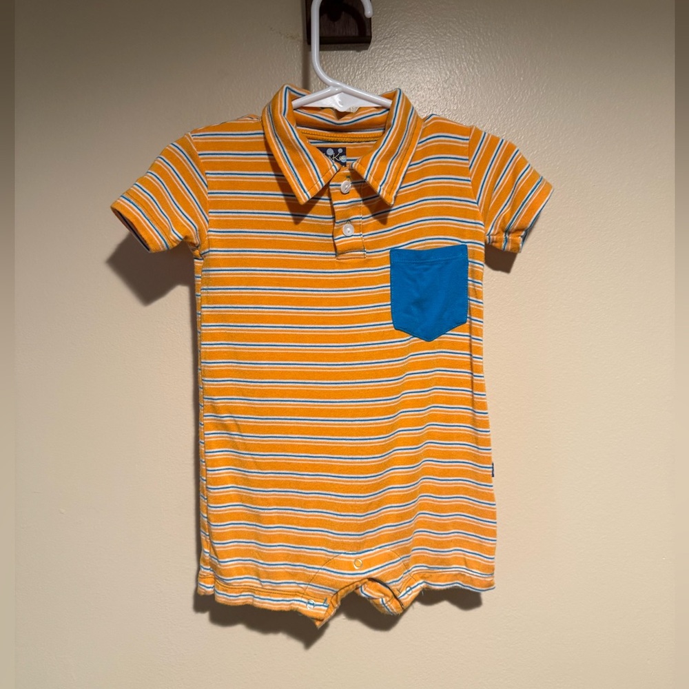 Kickee Pants tamarin Brazil polo romper bamboo viscose 3-6 months